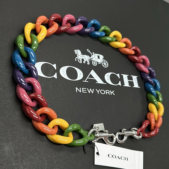 NWT Coach Chain Shoulder Strap In Rainbow Resin CP895 Accessory bag charm - Picture 4 of 7